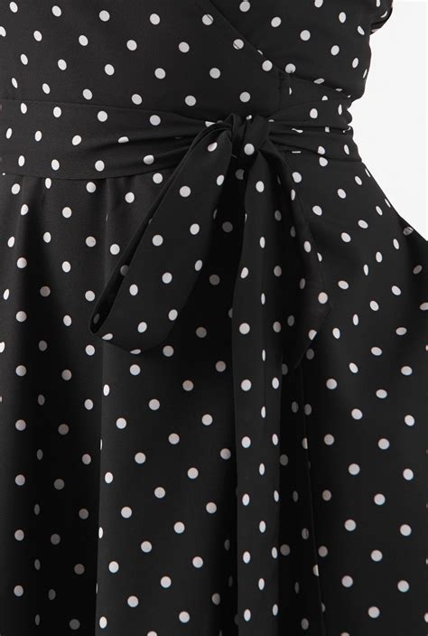 Shop Polka Dot Crepe Vintage Style Wrap Dress Eshakti