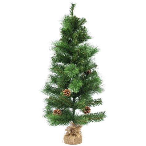 39" Mixed Pine and Pine Cones Artificial Christmas Tree in Jute Base ...