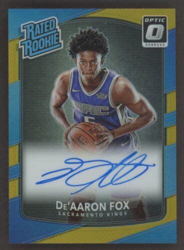 2017 18 Donruss Optic Gold Prizm 196 De Aaron Fox RC Rookie AUTO 3 10