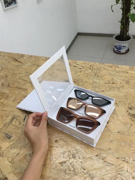 Custom Sunglasses Packaging Boxes Custom Logo Hard Case Paper Sunglasses Box With Clear Window