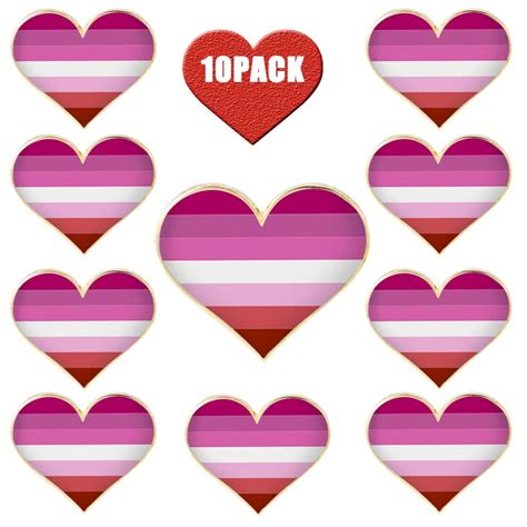 Lesbian Pride Pins Pack Jewelry Quality Enamel Heart Brooch Pin Gay Lgbtq Flag Lapel Pin