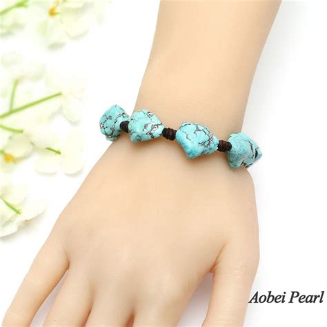 Aobei Pearl Handmade Bracelet Made Of Baroque Turquoise Genuine