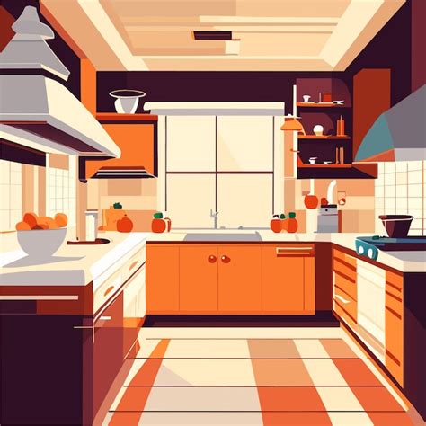 Premium Vector | Modern kitchen interior background template cartoon dinner room with furniture