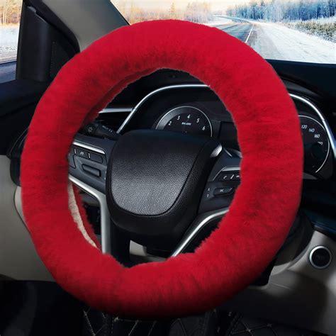 Pahajim Fluffy Steering Wheel Covers Soft Furry Car Anti Skid Plush