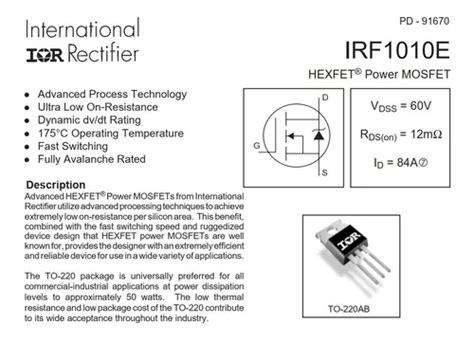 Irf E Mosfet Datasheet Pinout Features Applications Off