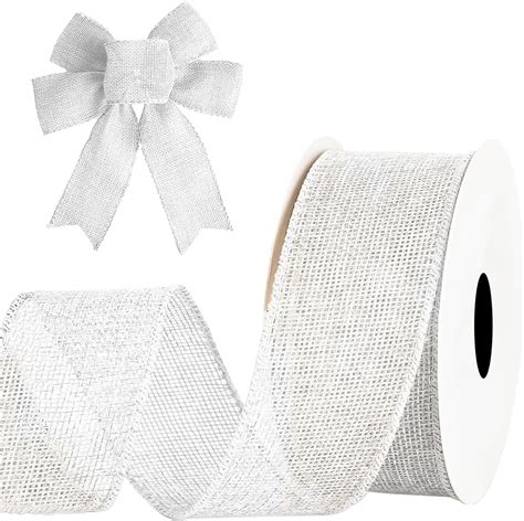 Amazon MuRealy Wired Ribbon 2 5 Inch Upgraded White Burlap Wired