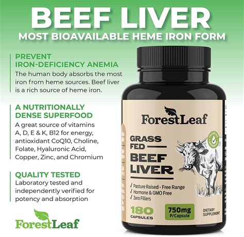 Grass Fed Beef Liver Capsules Natural Heme Iron Vitamin A And B12