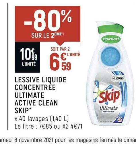 Promo Skip lessive liquide concentrée ultimate active clean chez Spar