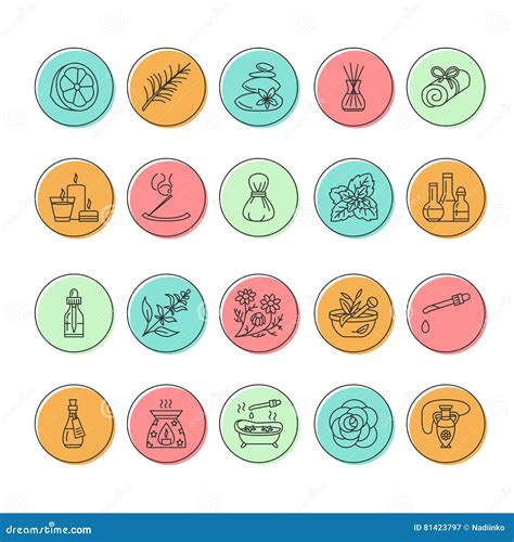 Modern Vector Line Icons Of Aromatherapy And Essential Oils Element