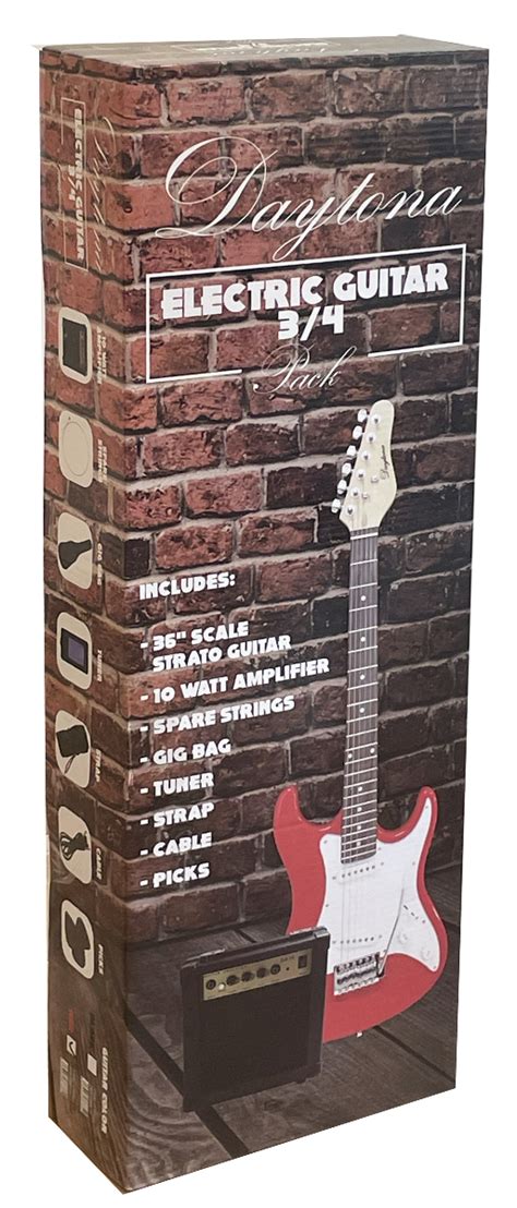 PACK GUITARRA ELECTRICA JUNIOR DAYTONA TIPO STRATOCASTER ROJO 3 4