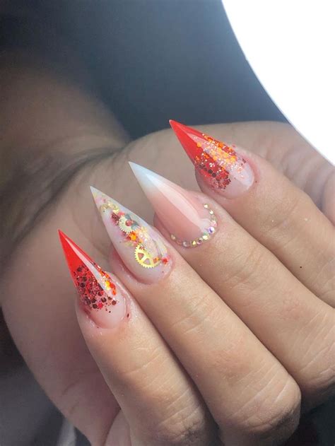 Inspiração Nail Art Stilleto ️ Unhas Unhas Vermelhas Stiletto Unhas Desenhadas