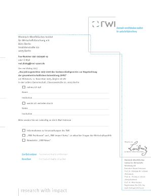 Fillable Online En Rwi Essen Fr Wirtschaftsforschung E Fax Email Print