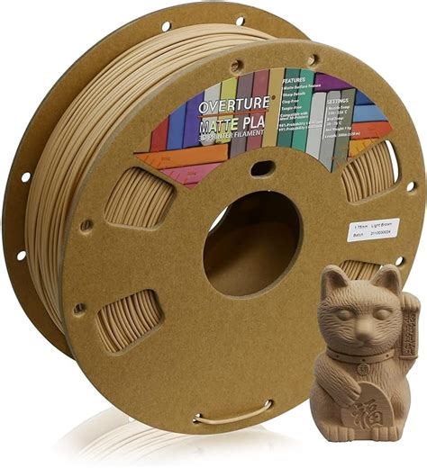 Overture Pla Matte Filament Mm Matte Pla Roll Kg Cardboard Spool