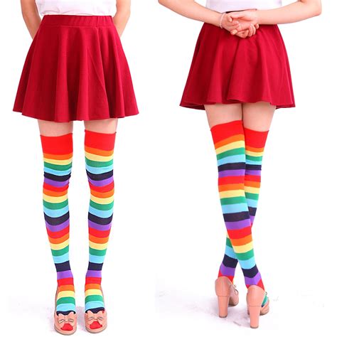 Kousen Panty S Sokken Multi Coloured Striped Over The Knee Socks