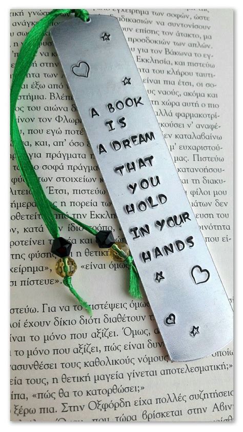 Custom Bookmark A Book Is A Dream Metal Bookmark Hand Stamped Quote