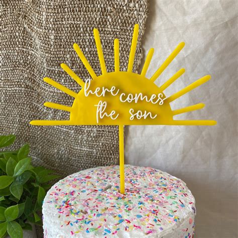 Sunshine Cake Topper Here Comes The Son Baby Shower Cake Etsy