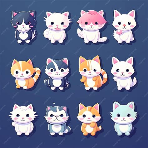 Premium Ai Image Cute And Funny Cats Doodle Vector Set Cartoon Cat Or