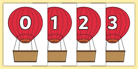 Numbers 0 20 On Hot Air Balloons Plain Twinkl