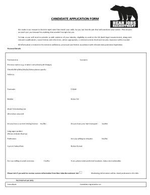 Fillable Online 10 Candidate Information Form Templates In PDFDOCFree