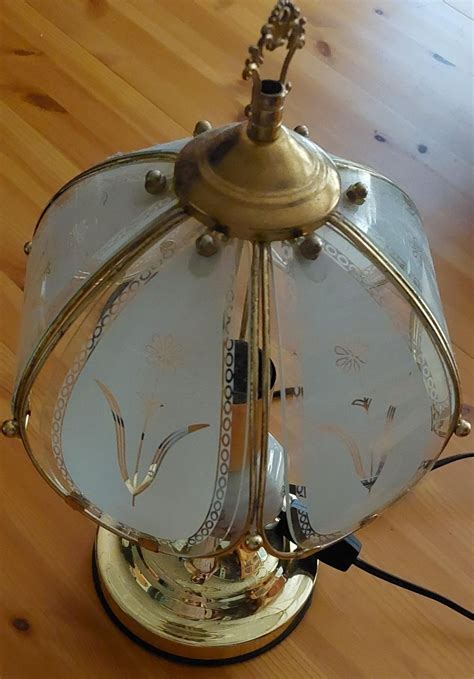 Vintage Bordlampe I Messing Kjeramikk Og Planglass Selges FINN Torget