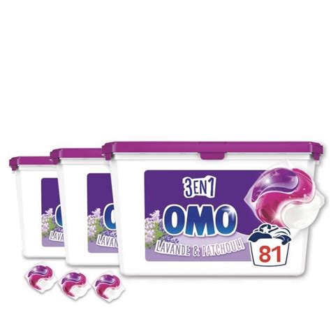 Lot De 3 OMO Lessive Capsules 3en1 Lavande Patchouli 27 Lavages