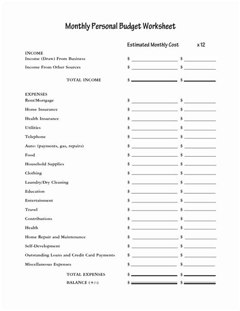 Personal income and expense worksheet - ghostpase