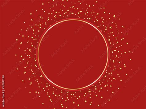 Red Circle With Gold Glowing Frame And Sparkles Vector Illustration