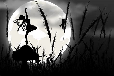 Cute Fairy Dancing With Moon Silhouette 1327256 Illustrations