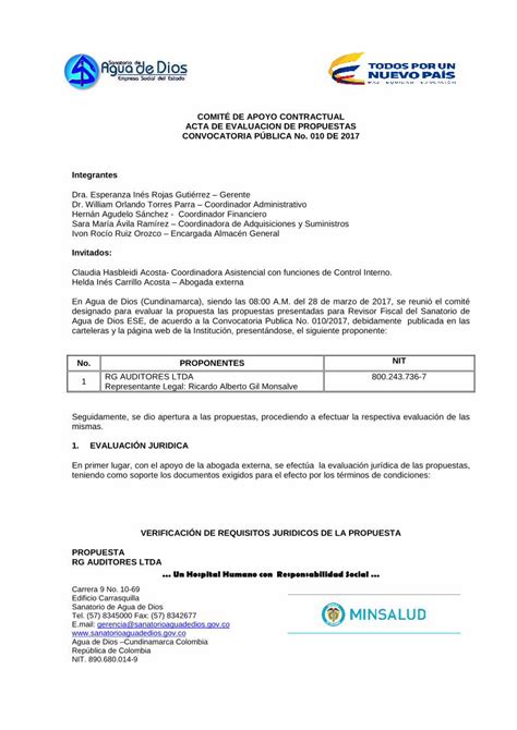 PDF ACTA DE EVALUACION REVISOR FISCAL PDF fileCarta de presentación