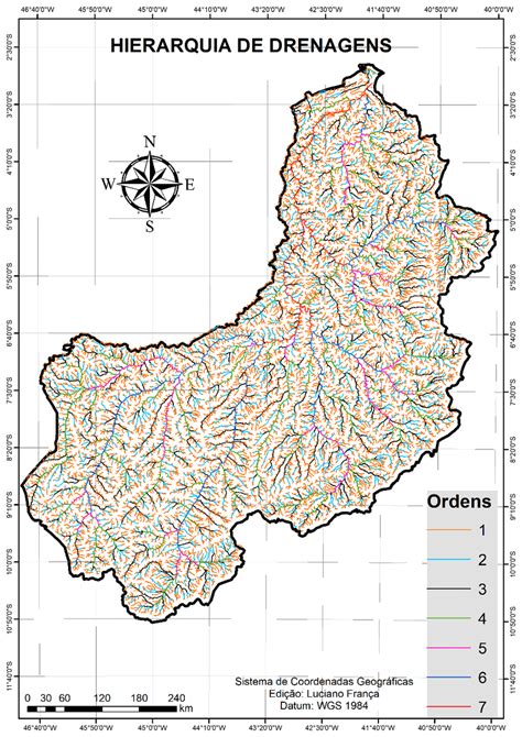 Mapa Da Hierarquia De Drenagens Fluvial Da Bacia Do Rio Parna Ba