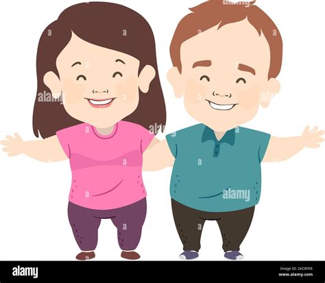 Illustration Of Happy Couple With Dwarfism Waving And Putting Arms