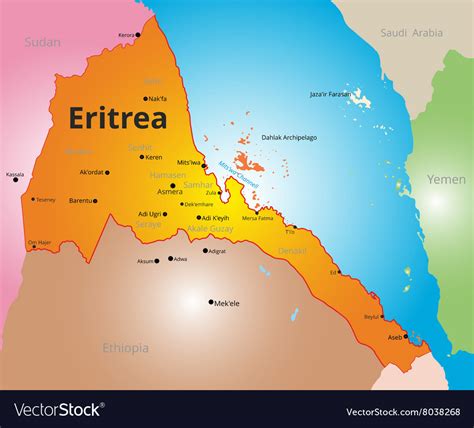 Color Map Eritrea Royalty Free Vector Image Vectorstock