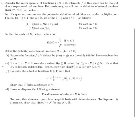 Solved Consider The Vector Space V ﻿of Functions F N→r