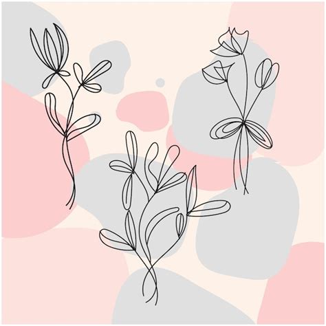 Conjunto Vectorial De Arte Lineal De Flores Silvestres De Doodle De