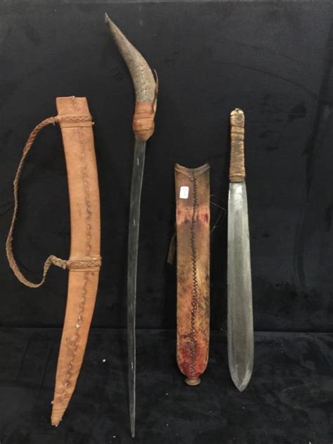 A Pair Of Old And Tribal African Short Swords Hand Forged L