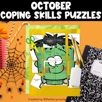 October Halloween Coping Skills Puzzles School Counseling Emotions SEL