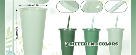 Amazon Whaline Pcs Sage Green Plastic Cups With Flat Lids Straw