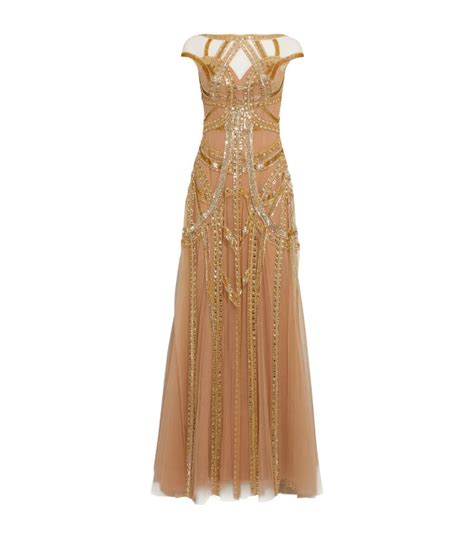 Womens Zuhair Murad Gold Exclusive Embellished Tulle Gown Harrods Uk