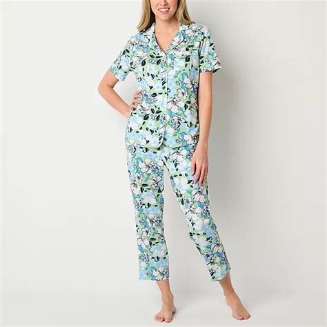 Liz Claiborne Womens 2 Pc Short Sleeve Capri Pajama Set Jcpenney