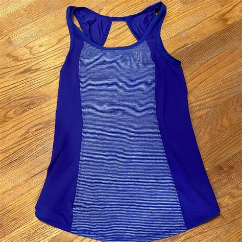 Lululemon Cobalt Blue/Striped Running Tank - Gem