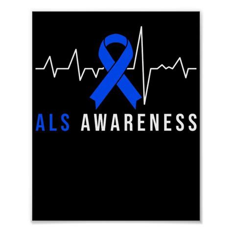 Blue Ribbon ALS Awareness Heartbeat Poster | Zazzle | Blue ribbon ...