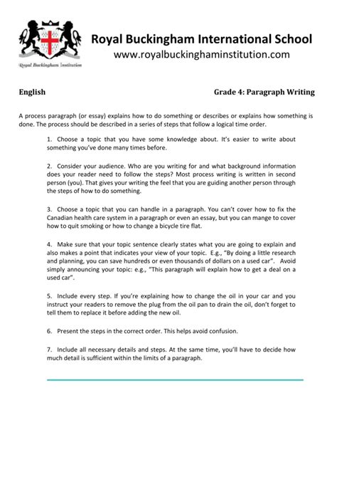 Grade 4 Paragraph Writing Lesson Plans