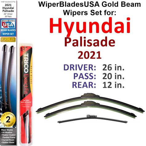 Hyundai Palisade Compatible Beam Wiper Blades Wipers Wbusa Set Of