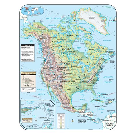 North America Shaded Relief Wall Map by Kappa - The Map Shop