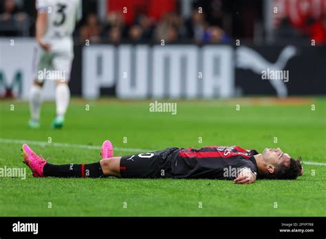 Milan Italy Rd May Brahim Diaz Of Ac Milan Reacts During