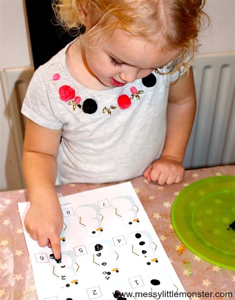 Printable Snowman Fingerprint Counting Messy Little Monster