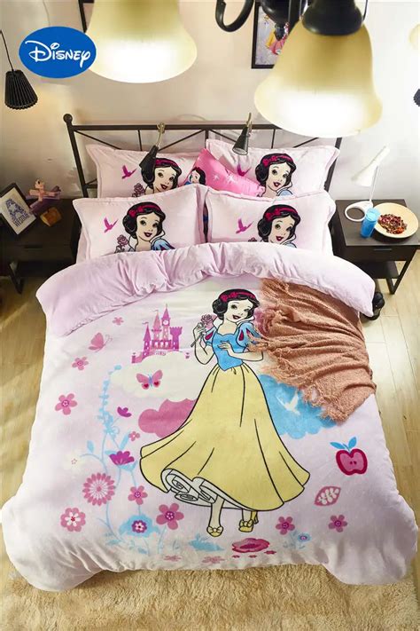 Disney Snow White Princess 3d Printed Flannel Bedding Set Twin Full