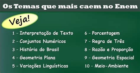 Plano De Estudos Os Temas Que Mais Caem No Enem