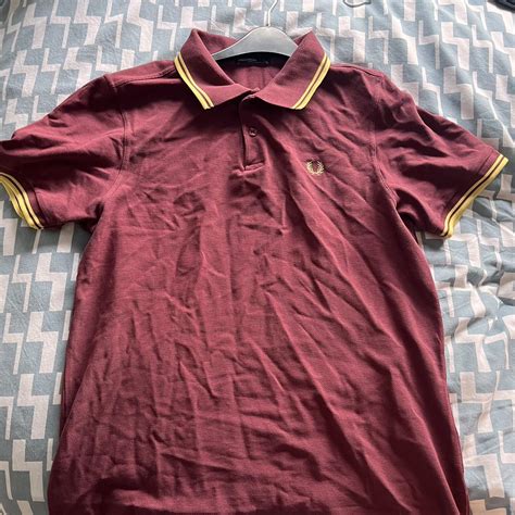 Burgundy Fred Perry Polo Shirt Worn A Couple Times Depop