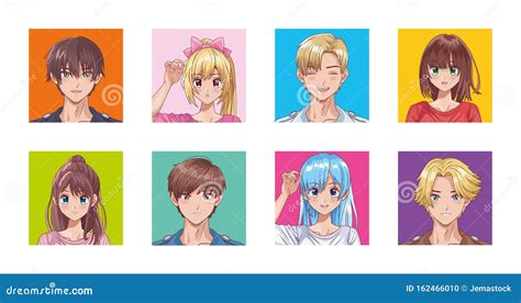 Bundle De Personagens De Estilo Hentai Ilustração do Vetor Ilustração de japonês estilo